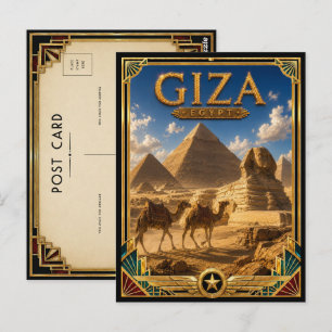 Carte Postale Gizeh Egypte Vintage Pyramides & Sphinx Art Déco