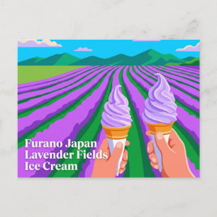 Carte Postale Glace aux champs de lavande de Furano Japon