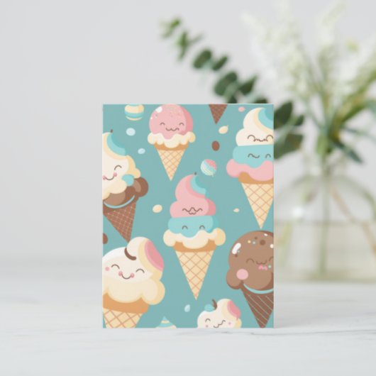 Carte Postale Glace colorée mignonne (Debout devant)