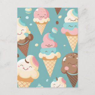 Carte Postale Glace colorée mignonne