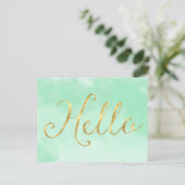 Carte Postale Glace d'aquarelle Gold Mint (Debout devant)