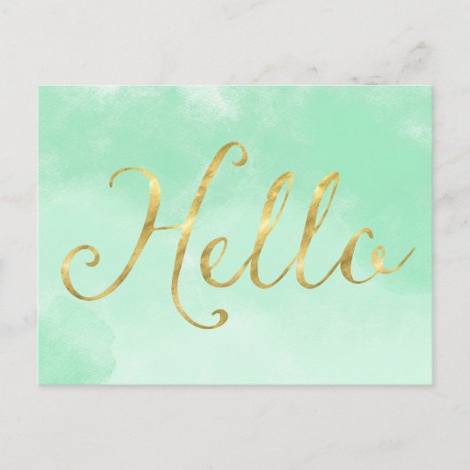 Carte Postale Glace d'aquarelle Gold Mint (Devant)