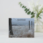 Carte Postale Glace du Kansas sur une clôture (Debout devant)