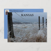 Carte Postale Glace du Kansas sur une clôture (Devant / Derrière)