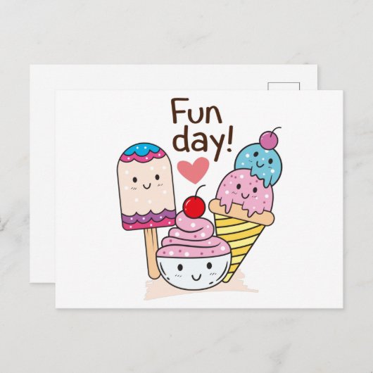 Carte Postale Glace mignonne (Devant / Derrière)