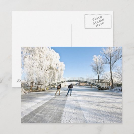 Carte Postale Glace scating dans Pays-Bas (Devant / Derrière)
