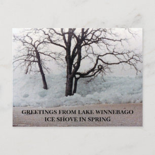 CARTE POSTALE GLACE SHOVE GREETINGS DU LAC WI...