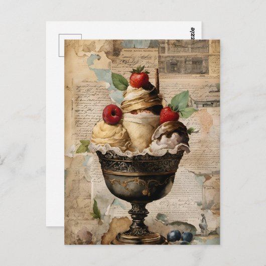 Carte Postale Glace Sundae Collage (Devant / Derrière)