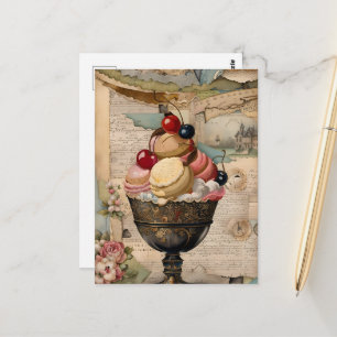Carte Postale Glace Sundae Collage Vintage