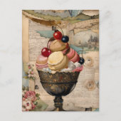 Carte Postale Glace Sundae Collage Vintage (Devant)