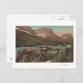 Carte Postale Glacier, MT - Vue des chalets et du lac St. Marys (Devant / Derrière)