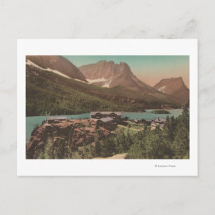 Carte Postale Glacier, MT - Vue des chalets et du lac St. Marys