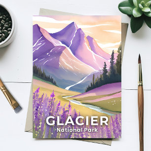 Carte Postale Glacier National Park   Aquarelle lavande de print
