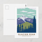 Carte Postale Glacier Peak Washington Voyage Art Vintage (Devant / Derrière)