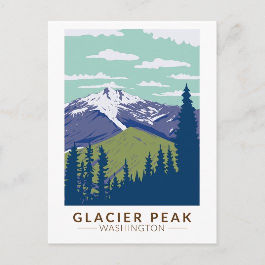 Carte Postale Glacier Peak Washington Voyage Art Vintage (Devant)