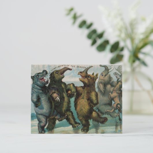 Carte Postale Glacier victorien Animaux Noël (Debout devant)