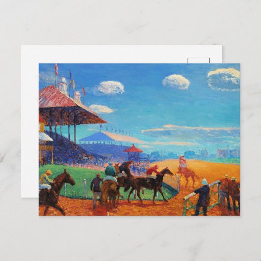 Carte Postale Glackens - Circuit de course, peinture populaire, (Devant / Derrière)