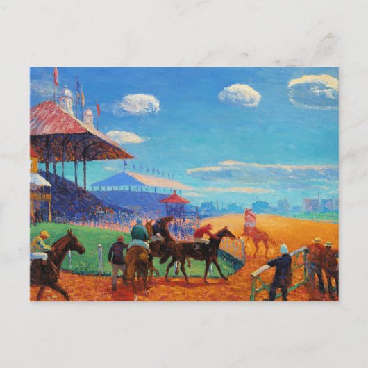 Carte Postale Glackens - Circuit de course, peinture populaire, (Devant)