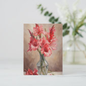 Carte Postale Gladiolus rouge et rose dans un vase (Debout devant)