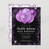 Carte Postale Glam Black Violet Violet Parties scintillant Ballo (Devant / Derrière)