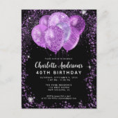 Carte Postale Glam Black Violet Violet Parties scintillant Ballo (Devant)
