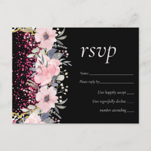 Carte Postale Glam Blush rose Floral Moderne Mariage papeterie
