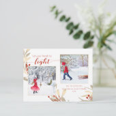 Carte Postale Glam Gold Feuilles & Script 2-Photo Holiday (Debout devant)