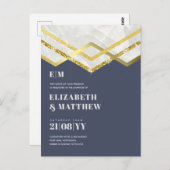 Carte Postale Glam Gold Parties scintillant Mariage fille Invita (Devant / Derrière)