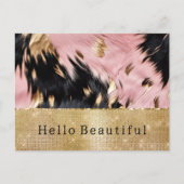 Carte Postale Glam Gold Sparkle Rose Black Cowhide (Devant)