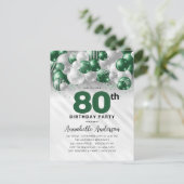 Carte Postale Glam Green Silver Balloon Parties scintillant 80e (Debout devant)