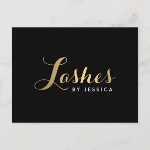 Carte Postale Glam Lashes Script Texte Gold/Black Postcard