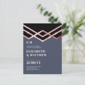 Carte Postale Glam Parties scintillant Rosegold Black Deco Invit (Debout devant)