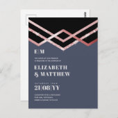 Carte Postale Glam Parties scintillant Rosegold Black Deco Invit (Devant / Derrière)