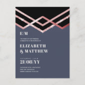 Carte Postale Glam Parties scintillant Rosegold Black Deco Invit (Devant)