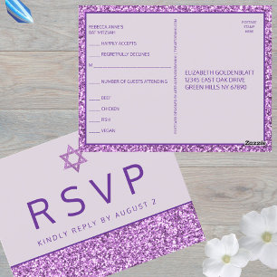 Carte Postale Glam Purple Simple Moderne Bat mitzvah RSVP