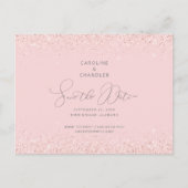 Carte Postale Glam rose & Silver Parties scintillant mariage Enr (Devant)