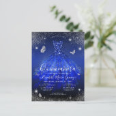 Carte Postale Glam Royal Blue Silver Parties scintillant Gown Qu (Debout devant)