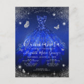 Carte Postale Glam Royal Blue Silver Parties scintillant Gown Qu (Devant)