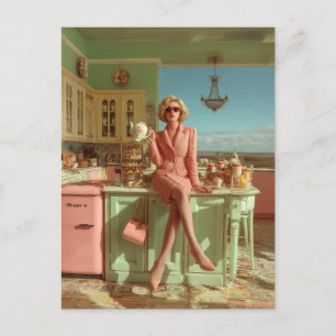 Carte Postale Glam vintage dans la cuisine