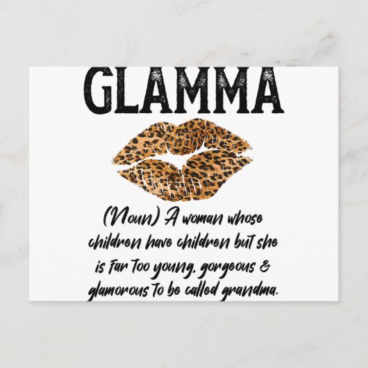 Carte Postale Glamma Leopard Lips Kiss- Glam-Ma Description- Mot (Devant)