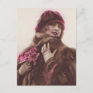 Carte Postale Glamour d'Antiquité, Belle Femme, Portrait Vintage