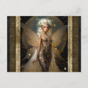 Carte Postale Glamour Gold Fairy Girl Imaginaire Art