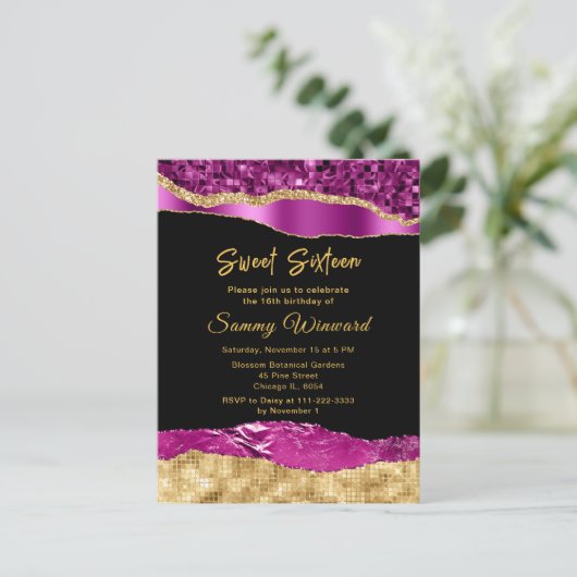 Carte Postale Glamour Larmes Violettes et Dorées Sweet Seize (Debout devant)