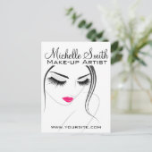 Carte Postale Glamour noir blanc rose cils maquillage et beauté (Debout devant)