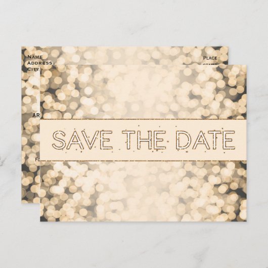 Carte postale glamour SAVE THE DATE avec lumières (Devant / Derrière)