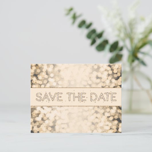 Carte postale glamour SAVE THE DATE avec lumières (Debout devant)