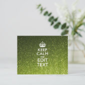 Carte Postale Glamour Vert Conserver Le Calme Votre Texte (Debout devant)