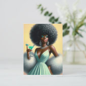 Carte Postale Glamour vintage : Vert Mint Afro Blanc (Debout devant)