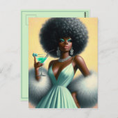 Carte Postale Glamour vintage : Vert Mint Afro Blanc (Devant / Derrière)