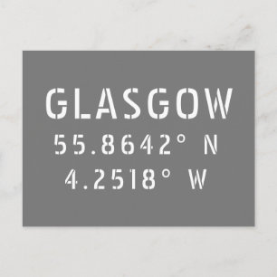 Carte Postale Glasgow Écosse Latitude & Longitude